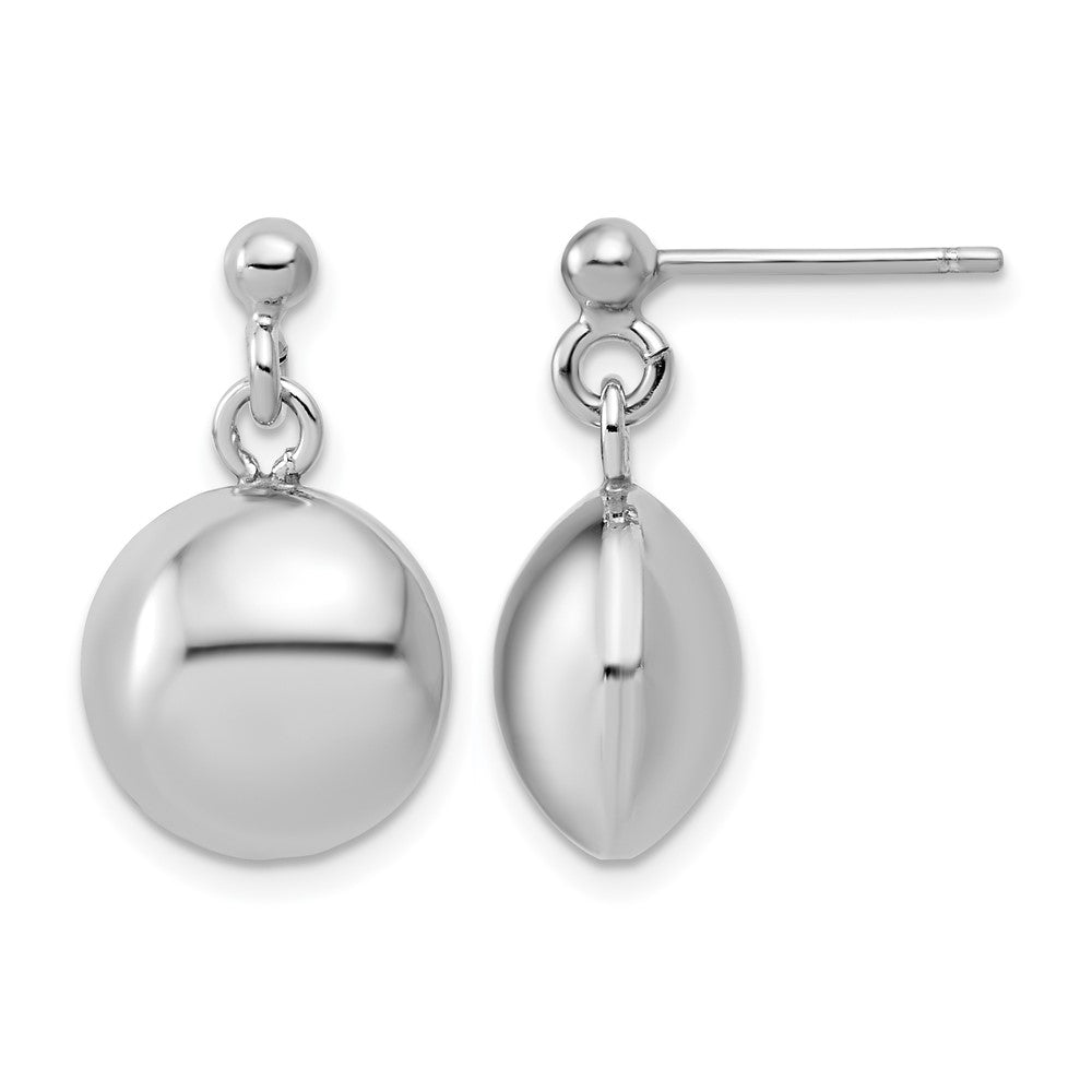 Sterling Silver RH-plated Polished Domed Post Dangle Earrings