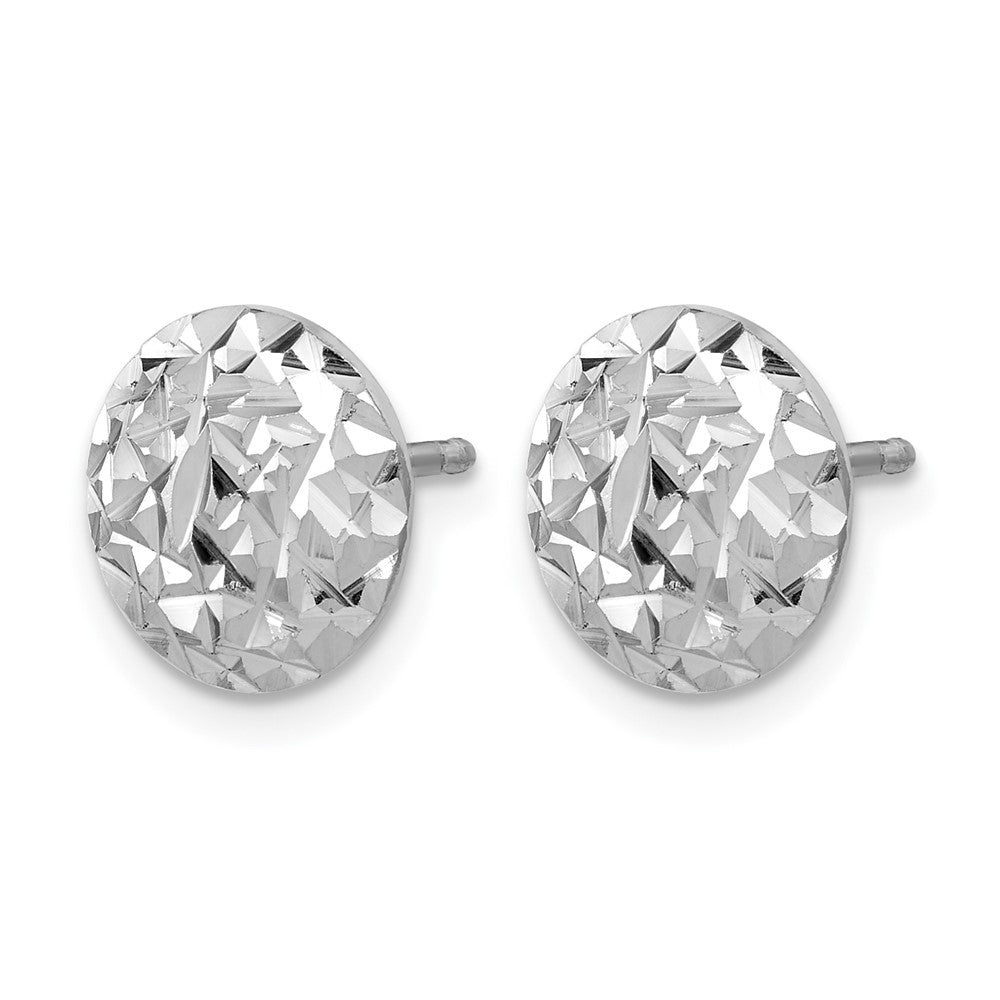 Sterling Silver RH-plated Polished and Diamond-cut Post Earrings
