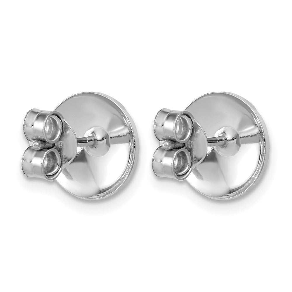 Sterling Silver RH-plated Polished and Diamond-cut Post Earrings