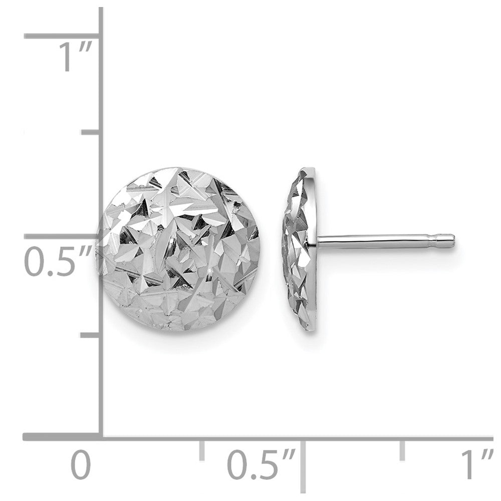 Sterling Silver RH-plated Polished and Diamond-cut Post Earrings