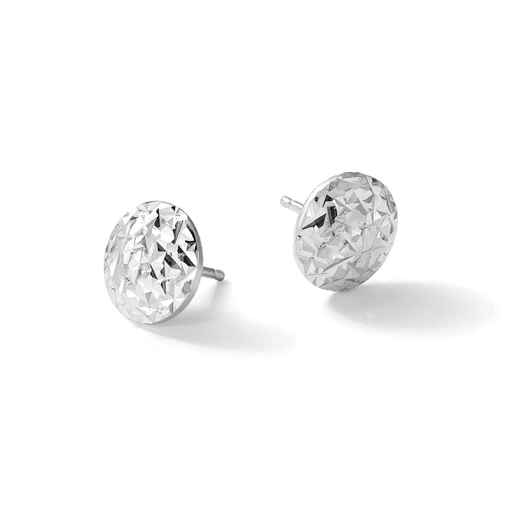 Sterling Silver RH-plated Polished and Diamond-cut Post Earrings