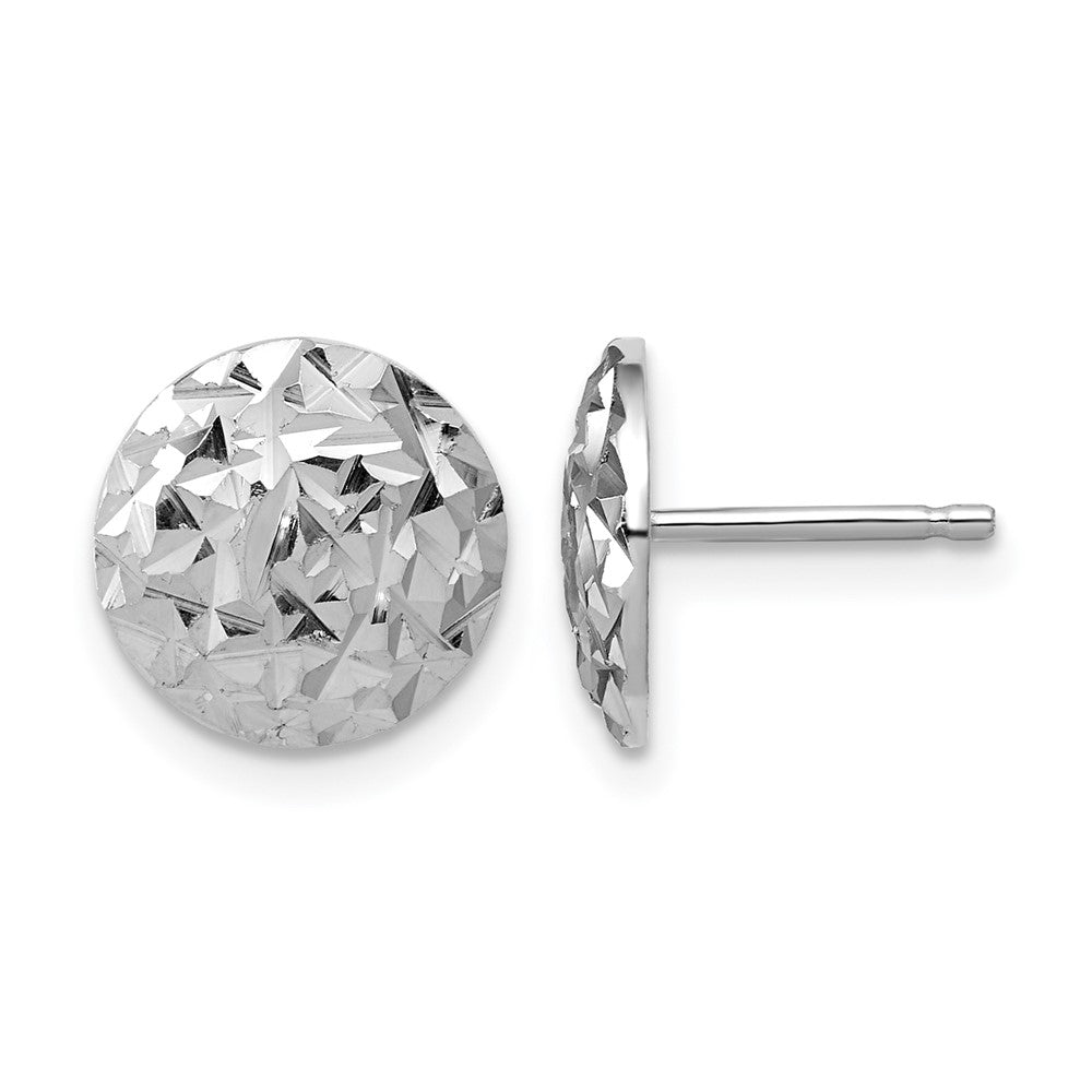 Sterling Silver RH-plated Polished and Diamond-cut Post Earrings