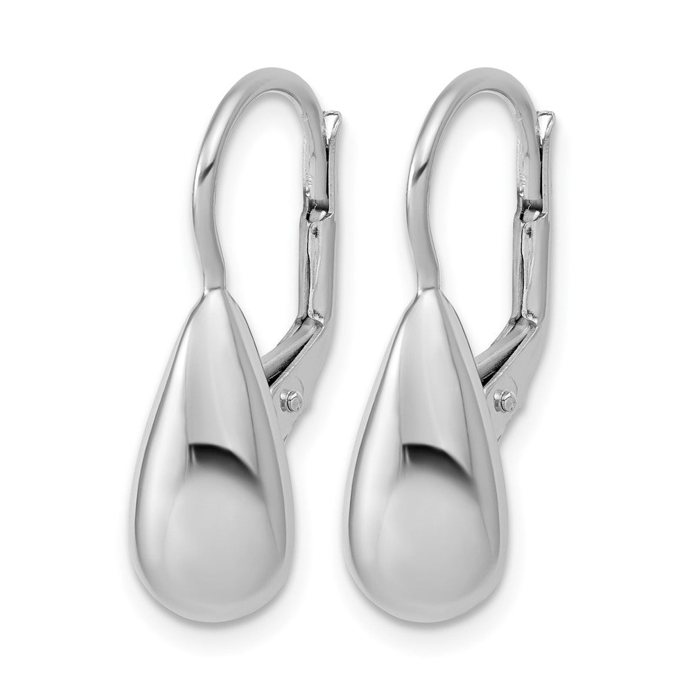 Sterling Silver RH-plated Polished Teardrop Leverback Earrings