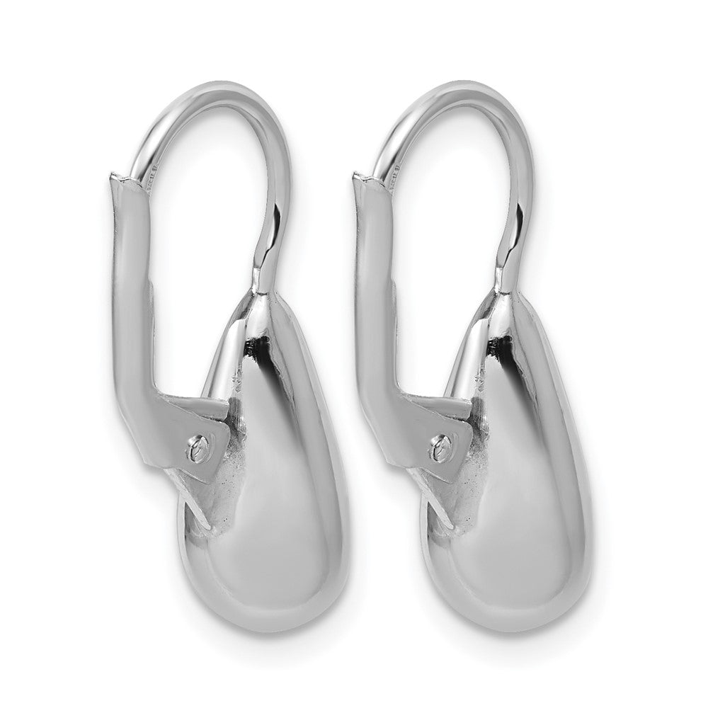 Sterling Silver RH-plated Polished Teardrop Leverback Earrings