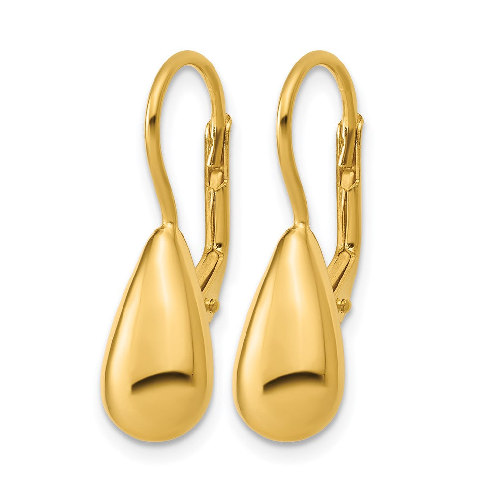 Sterling Silver Gold-tone Polished Teardrop Leverback Earrings