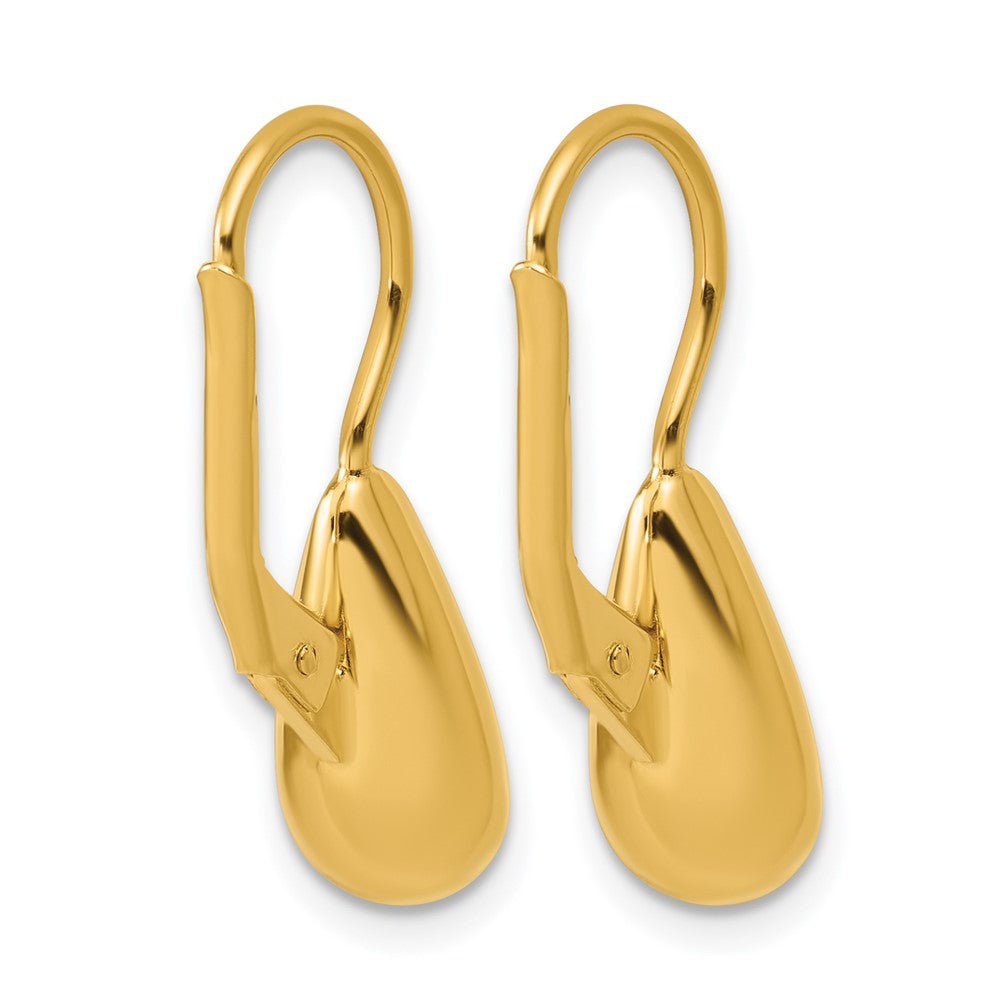 Sterling Silver Gold-tone Polished Teardrop Leverback Earrings