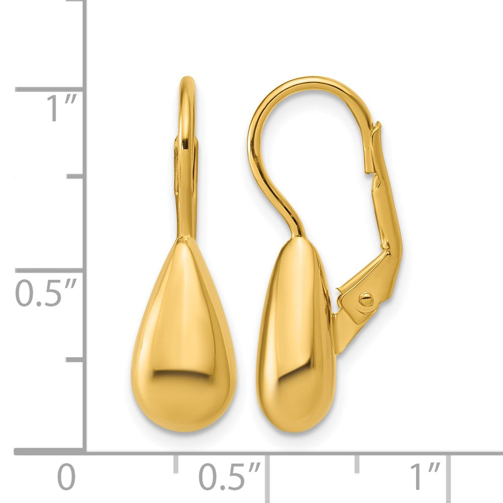 Sterling Silver Gold-tone Polished Teardrop Leverback Earrings