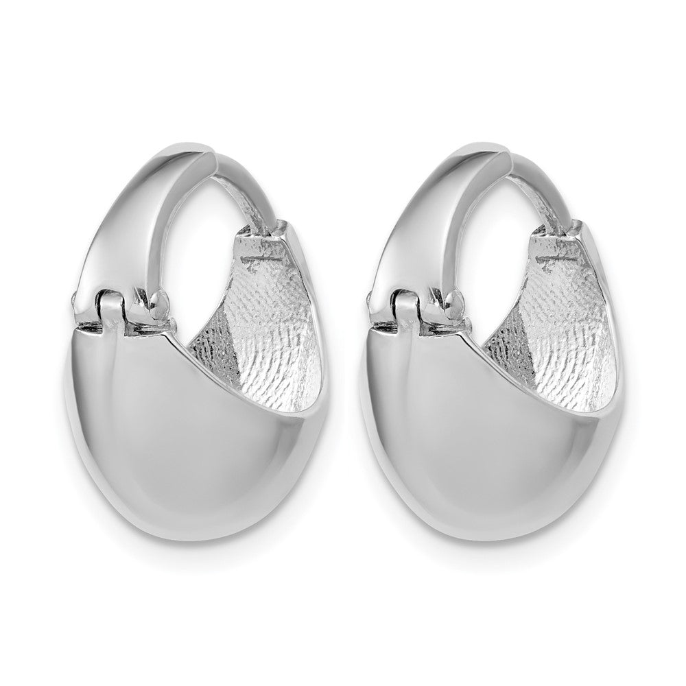 Sterling Silver RH-Plated Polished Hinged Huggie Hoop Earrings