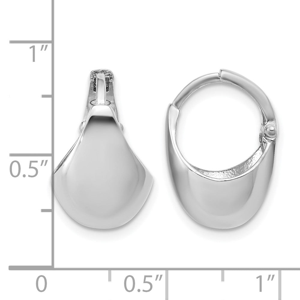 Sterling Silver RH-Plated Polished Hinged Huggie Hoop Earrings