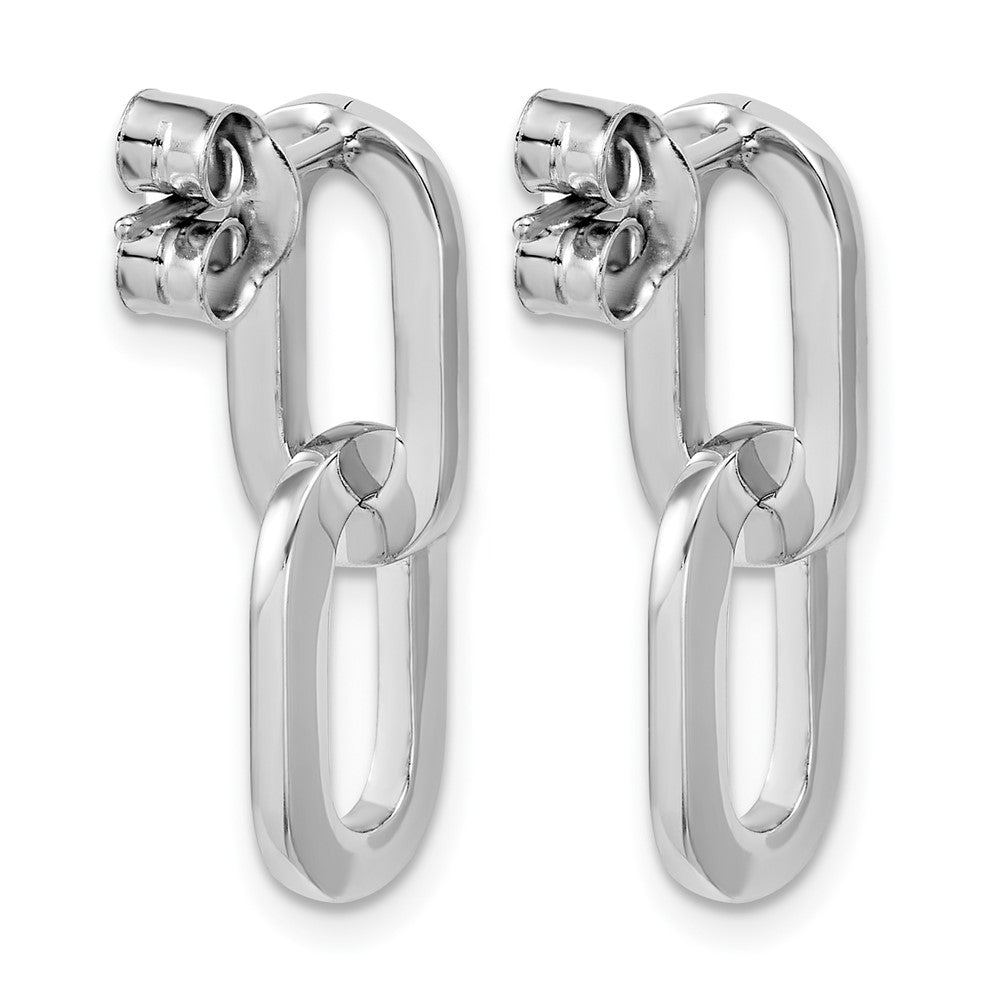 Sterling Silver RH-plated Polished Link Dangle Post Earrings