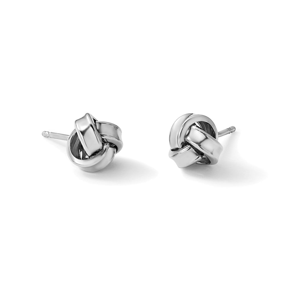 Sterling Silver RH-plated Polished Love Knot Post Earrings
