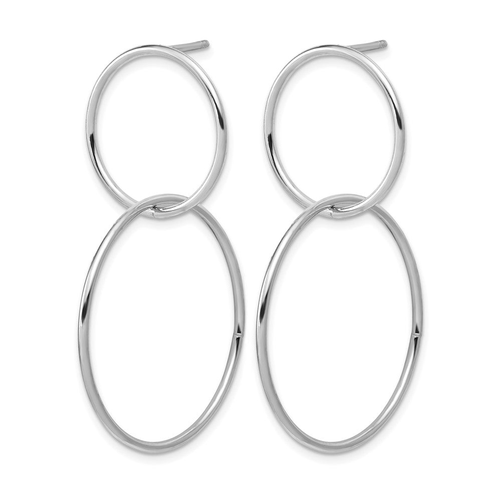 Sterling Silver RH-plated Polished Circles Post Dangle Earrings