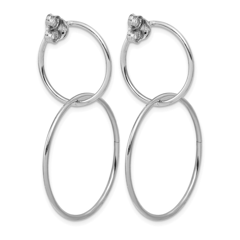 Sterling Silver RH-plated Polished Circles Post Dangle Earrings