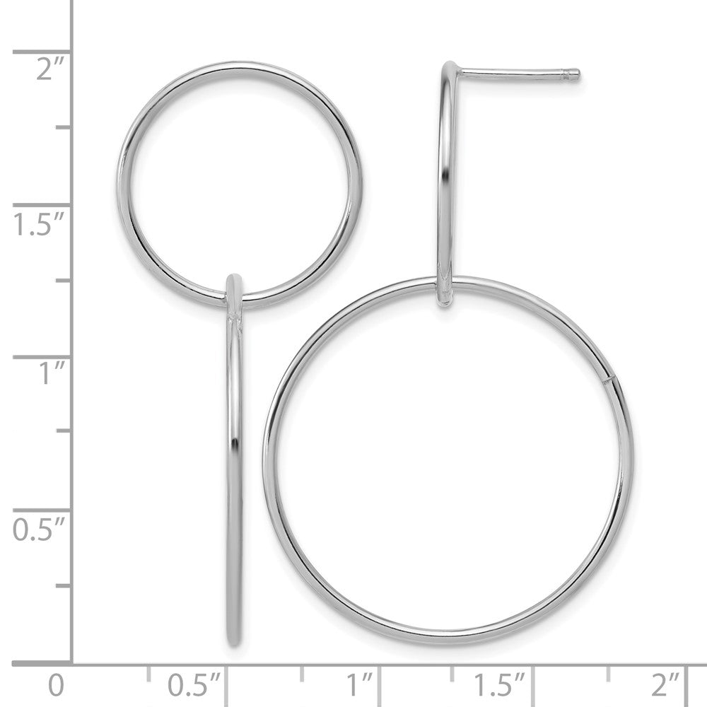 Sterling Silver RH-plated Polished Circles Post Dangle Earrings