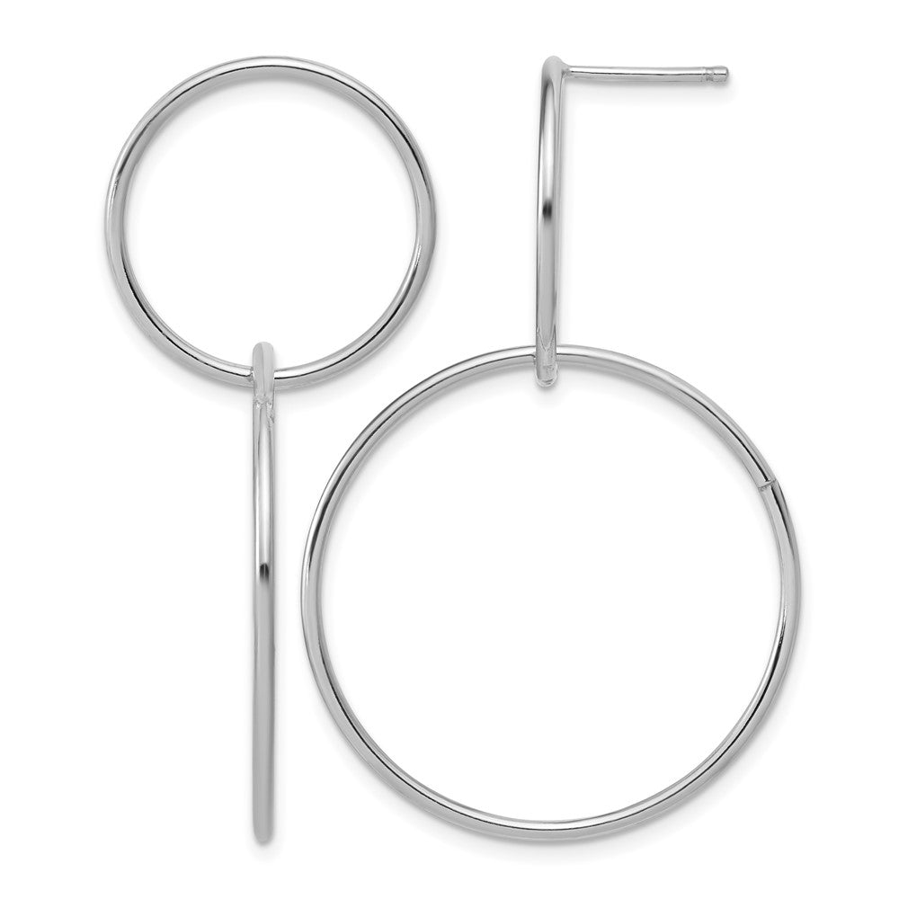 Sterling Silver RH-plated Polished Circles Post Dangle Earrings