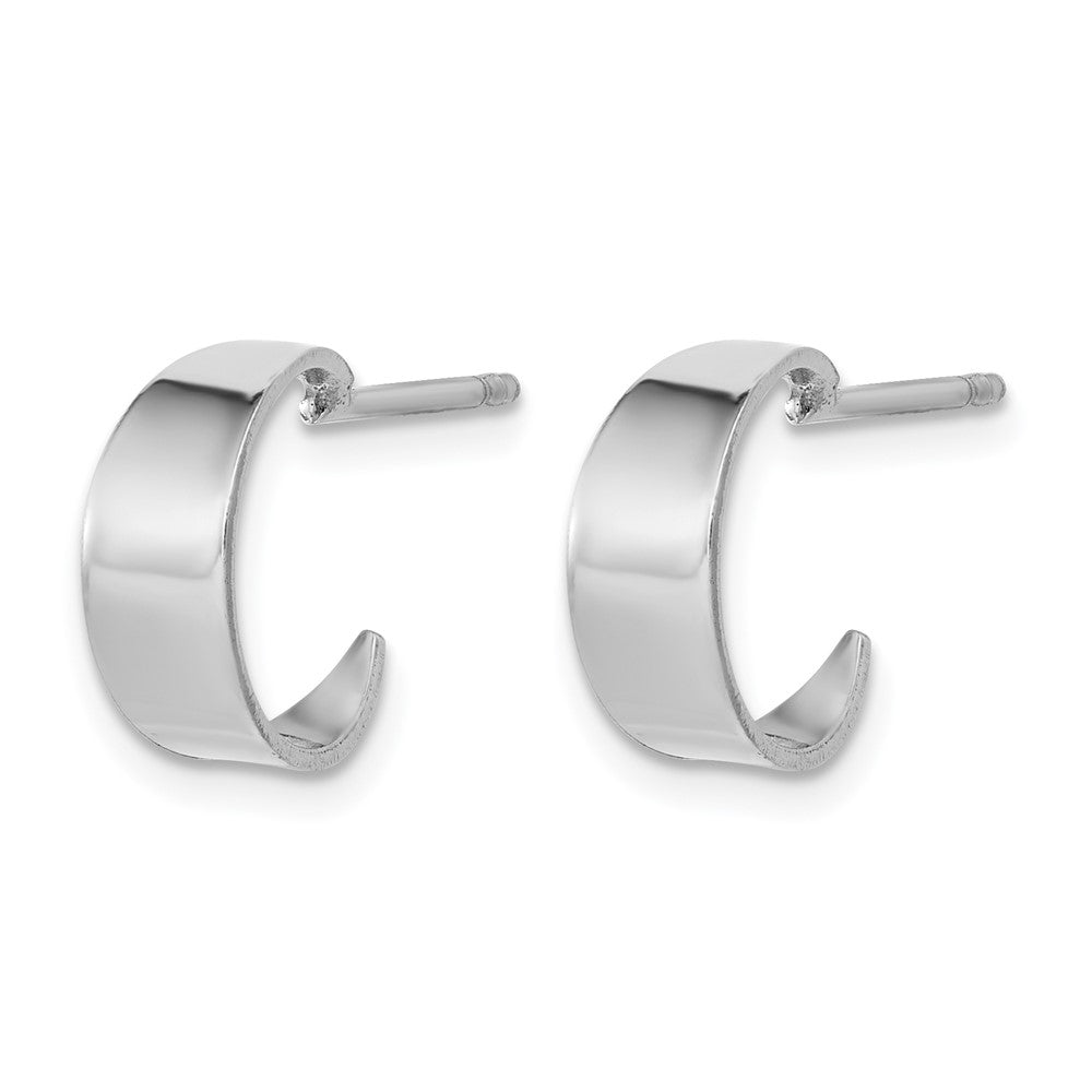 Sterling Silver RH-plated Polished C-Hoop Post Earrings