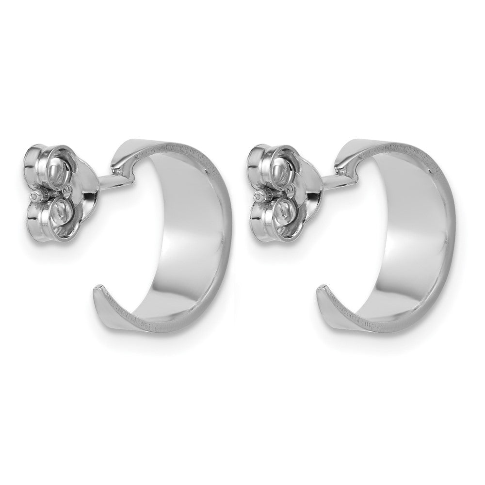 Sterling Silver RH-plated Polished C-Hoop Post Earrings