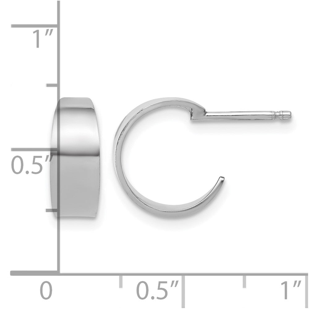 Sterling Silver RH-plated Polished C-Hoop Post Earrings