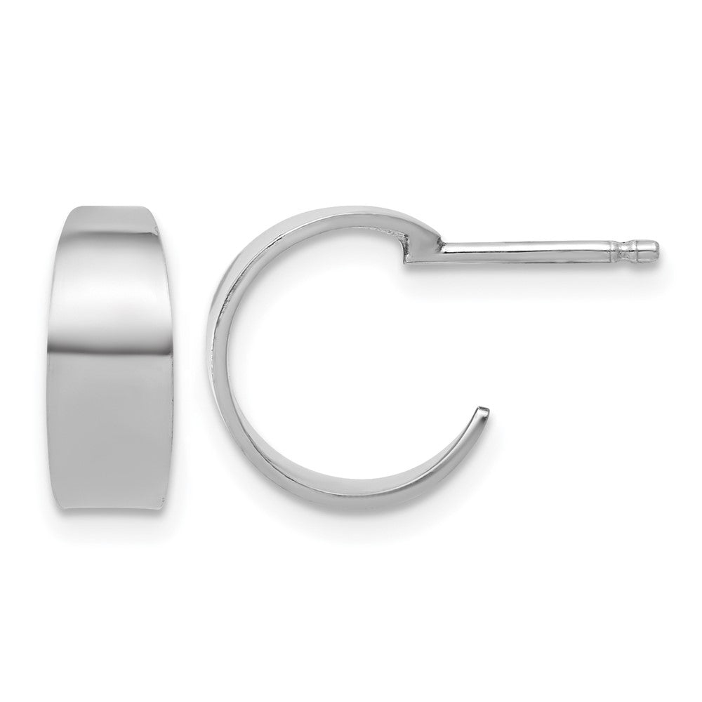 Sterling Silver RH-plated Polished C-Hoop Post Earrings