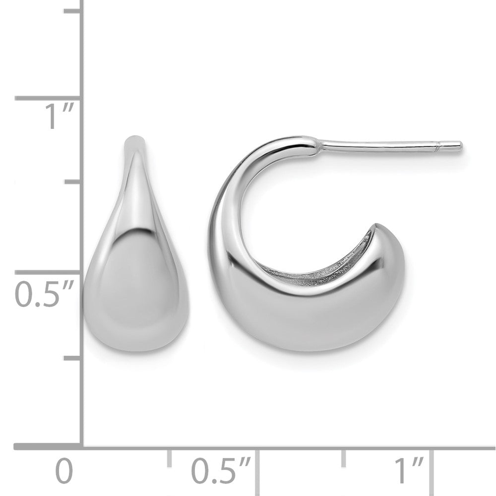 Sterling Silver RH-Plated Polished J-Hoop Earrings