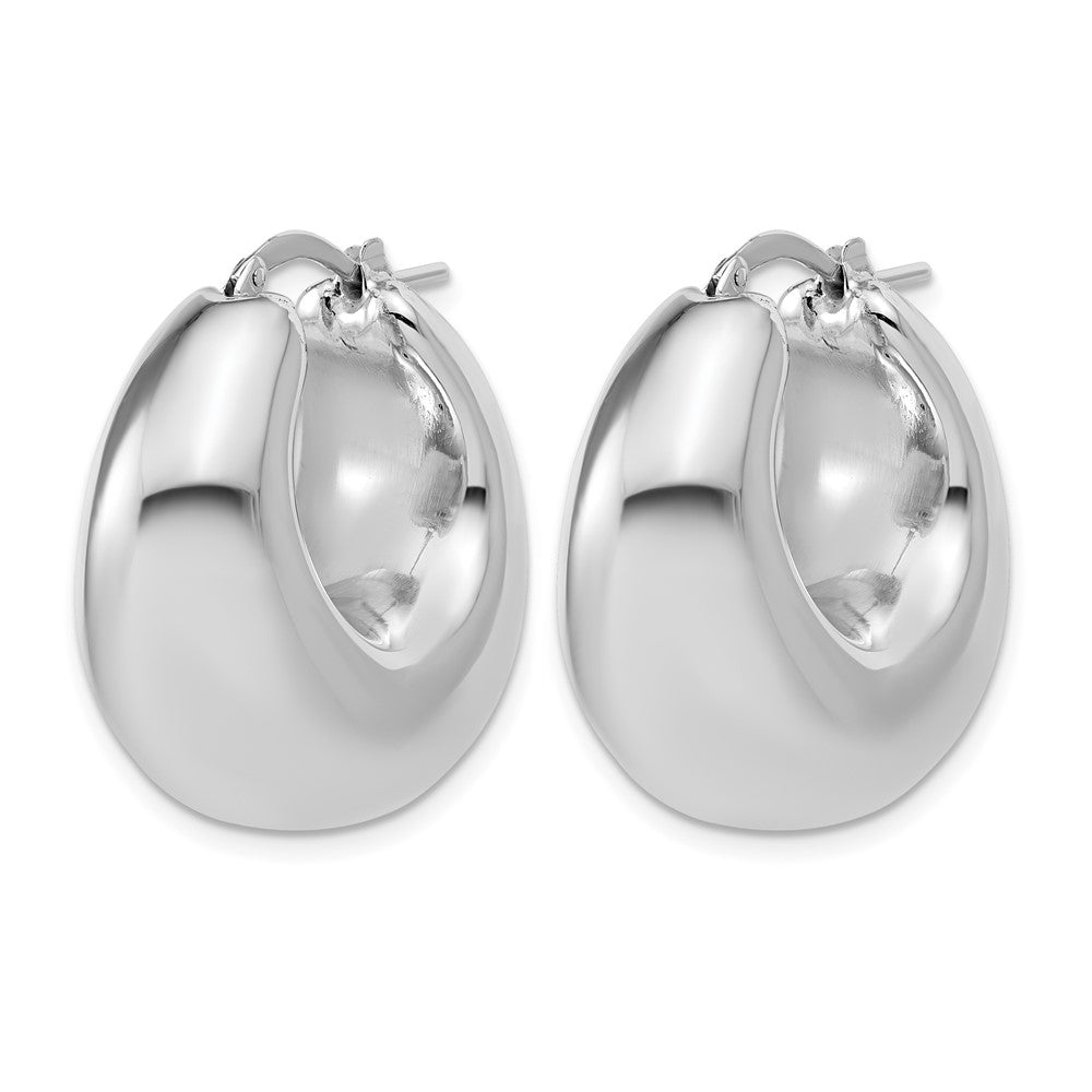 Sterling Silver Rhodium-plated Polished Puffed Hoop Earrings
