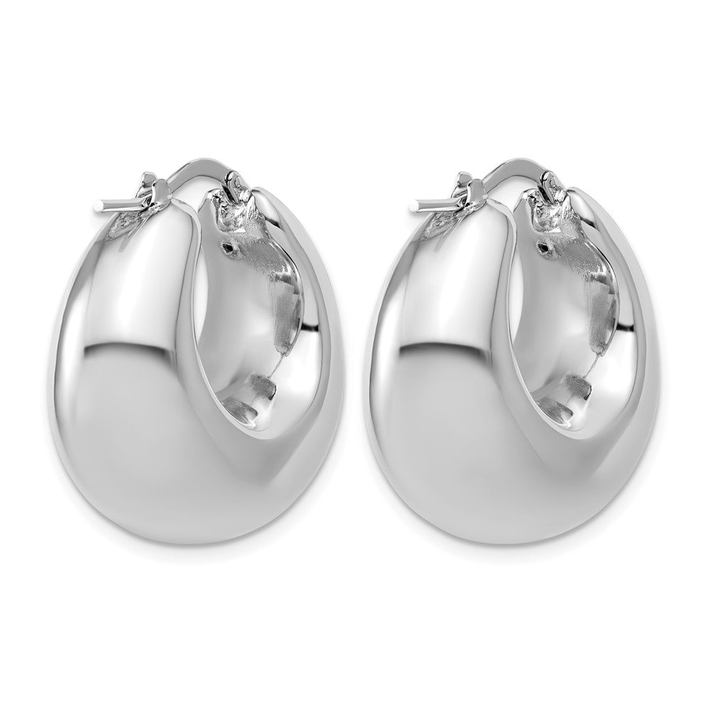 Sterling Silver Rhodium-plated Polished Puffed Hoop Earrings