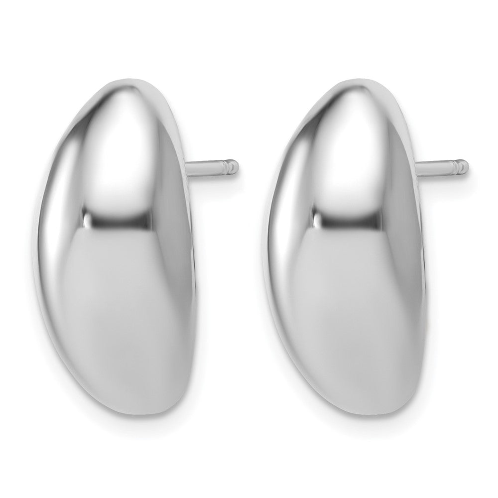 Sterling Silver RH-Plt Polished Fancy Domed Post Earrings