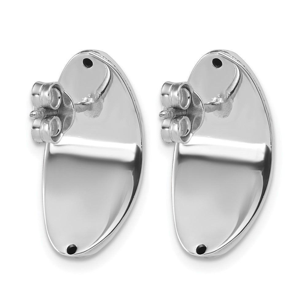 Sterling Silver RH-Plt Polished Fancy Domed Post Earrings
