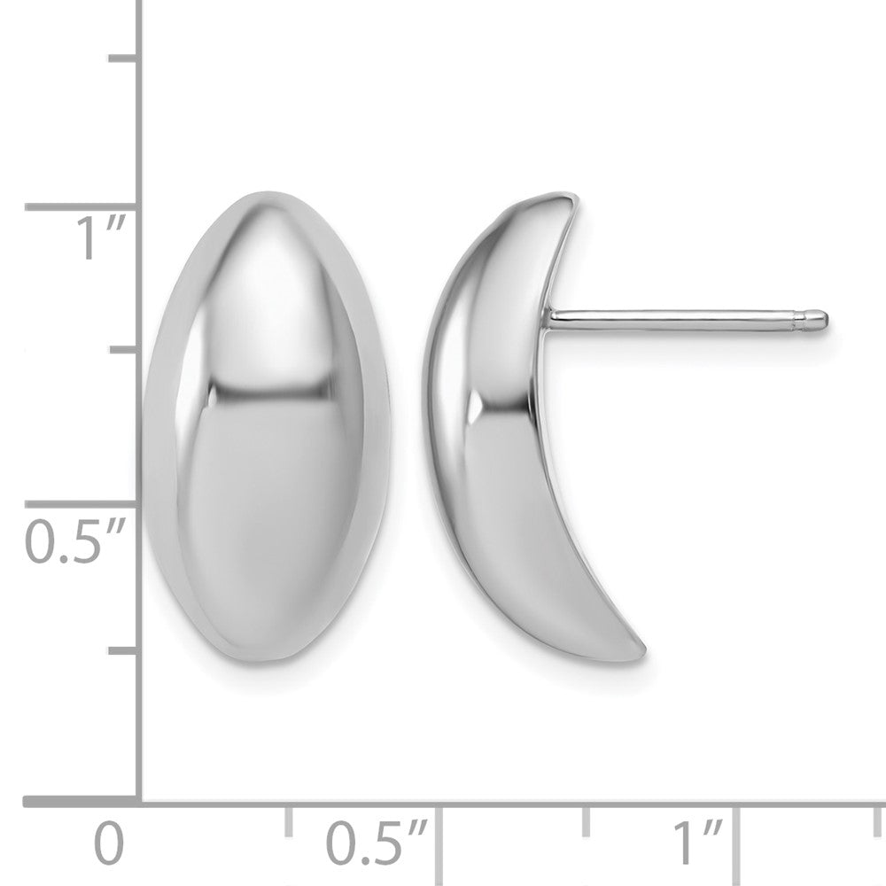 Sterling Silver RH-Plt Polished Fancy Domed Post Earrings