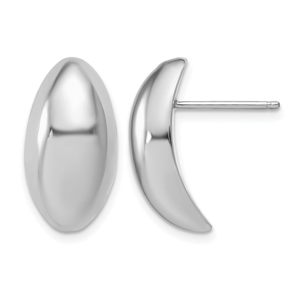 Sterling Silver RH-Plt Polished Fancy Domed Post Earrings