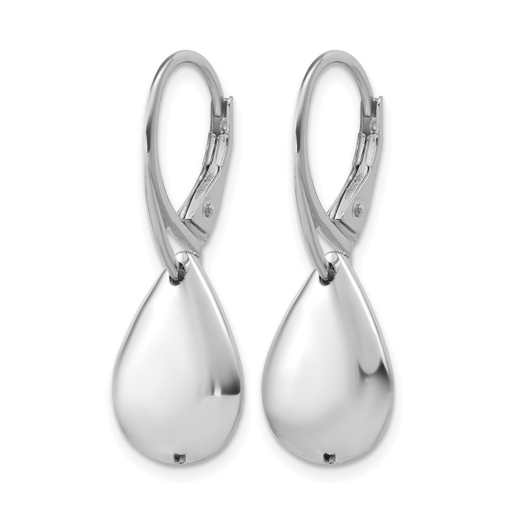 Sterling Silver RH-plated Pol. Teardrop Leverback Earrings