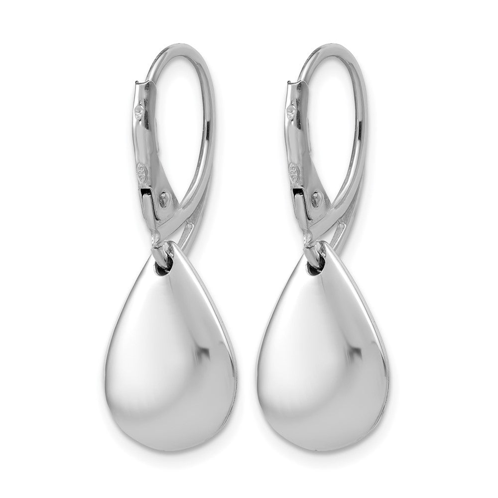 Sterling Silver RH-plated Pol. Teardrop Leverback Earrings