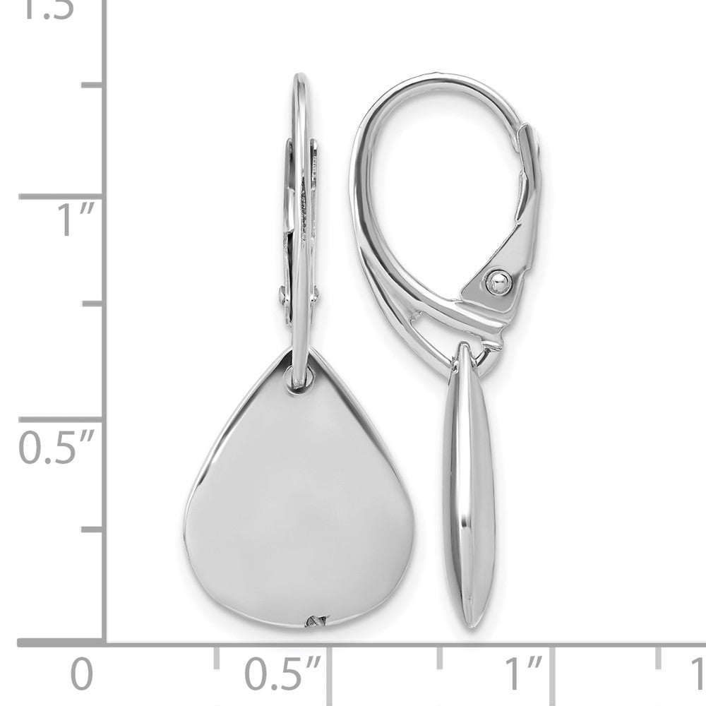 Sterling Silver RH-plated Pol. Teardrop Leverback Earrings