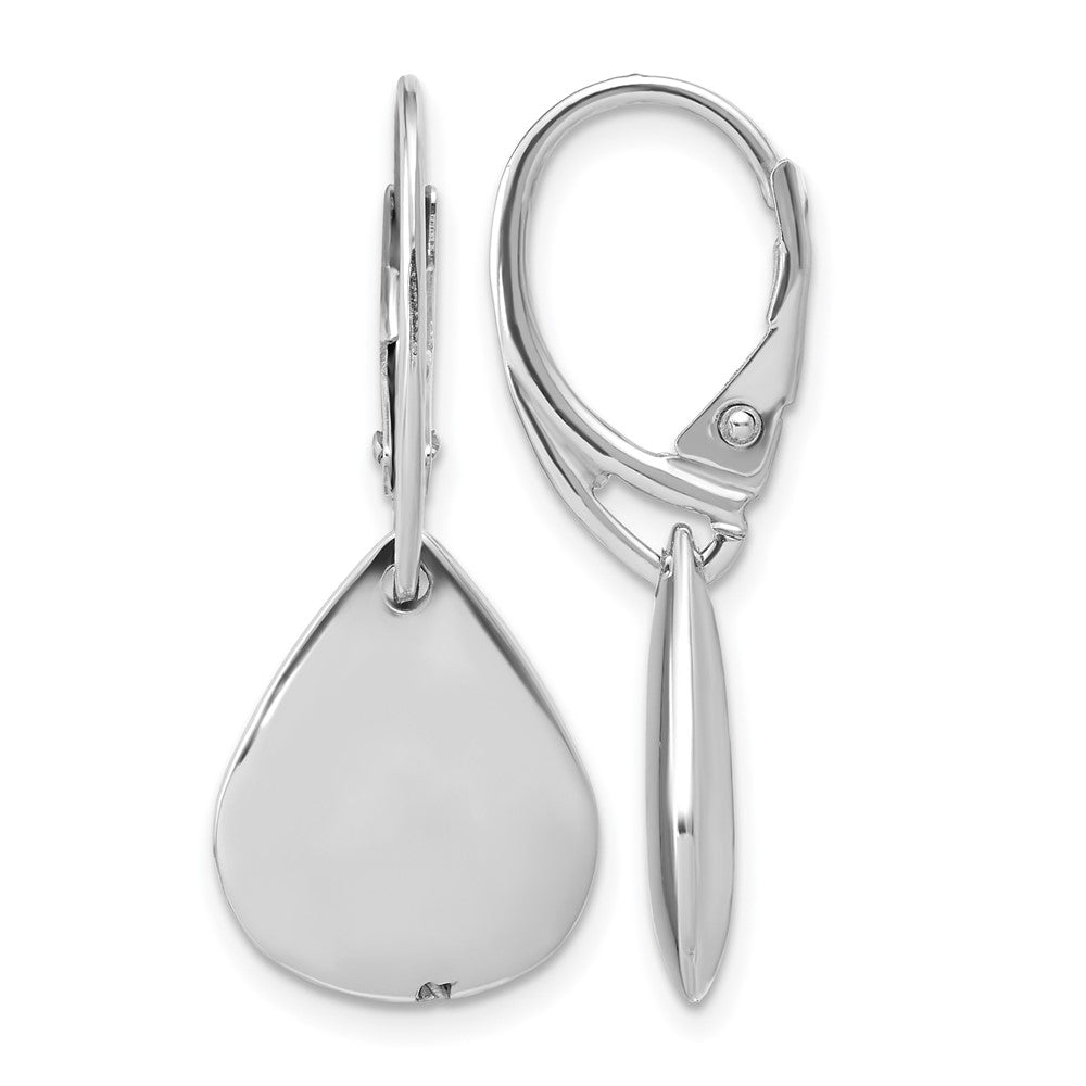Sterling Silver RH-plated Pol. Teardrop Leverback Earrings