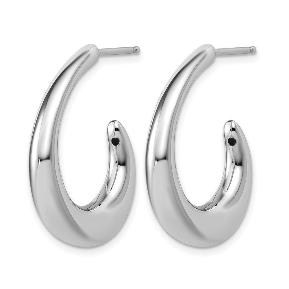 Sterling Silver RH-plated Polished Post J-Hoop Earrings