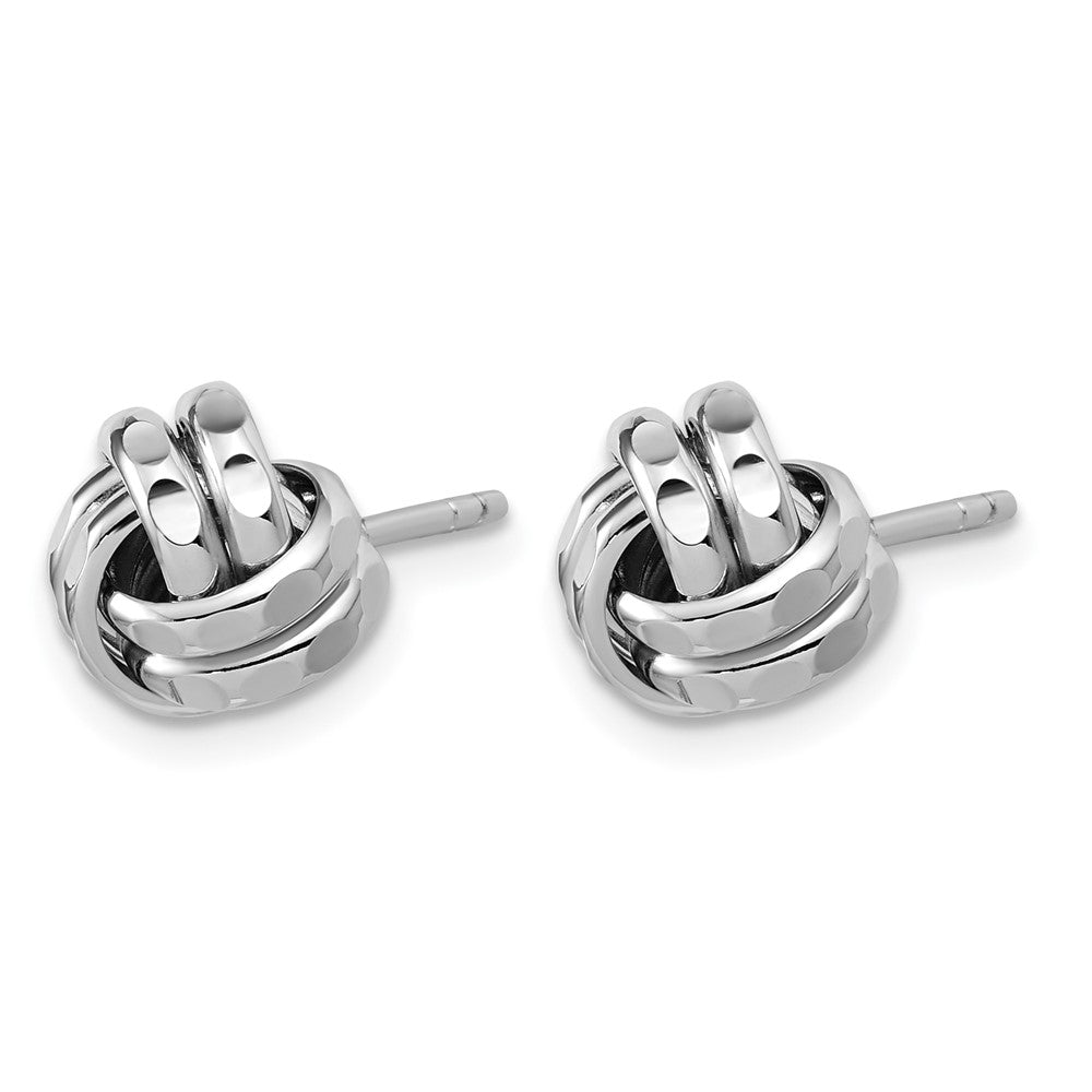 Sterling Silver RH-plated Polished and Diamond-cut Love Knot Post