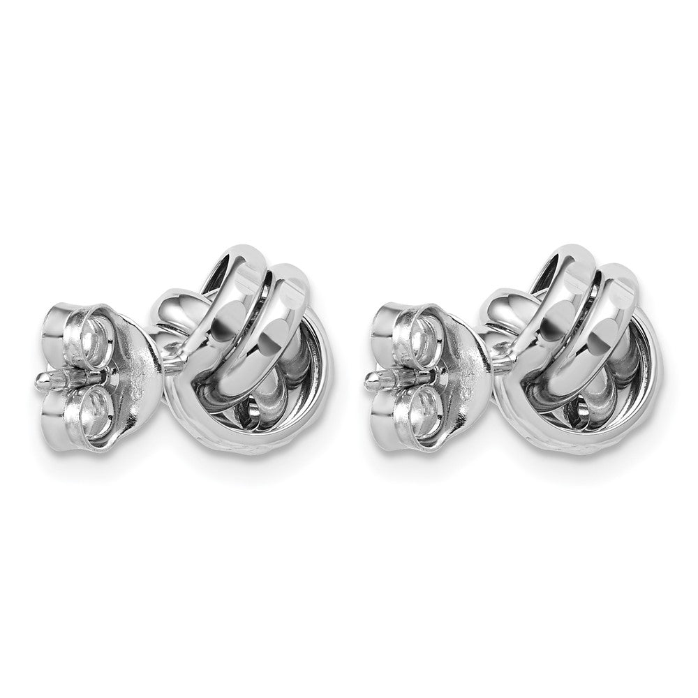 Sterling Silver RH-plated Polished and Diamond-cut Love Knot Post
