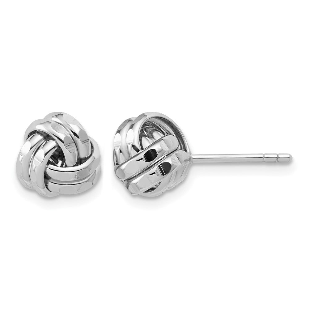 Sterling Silver RH-plated Polished and Diamond-cut Love Knot Post