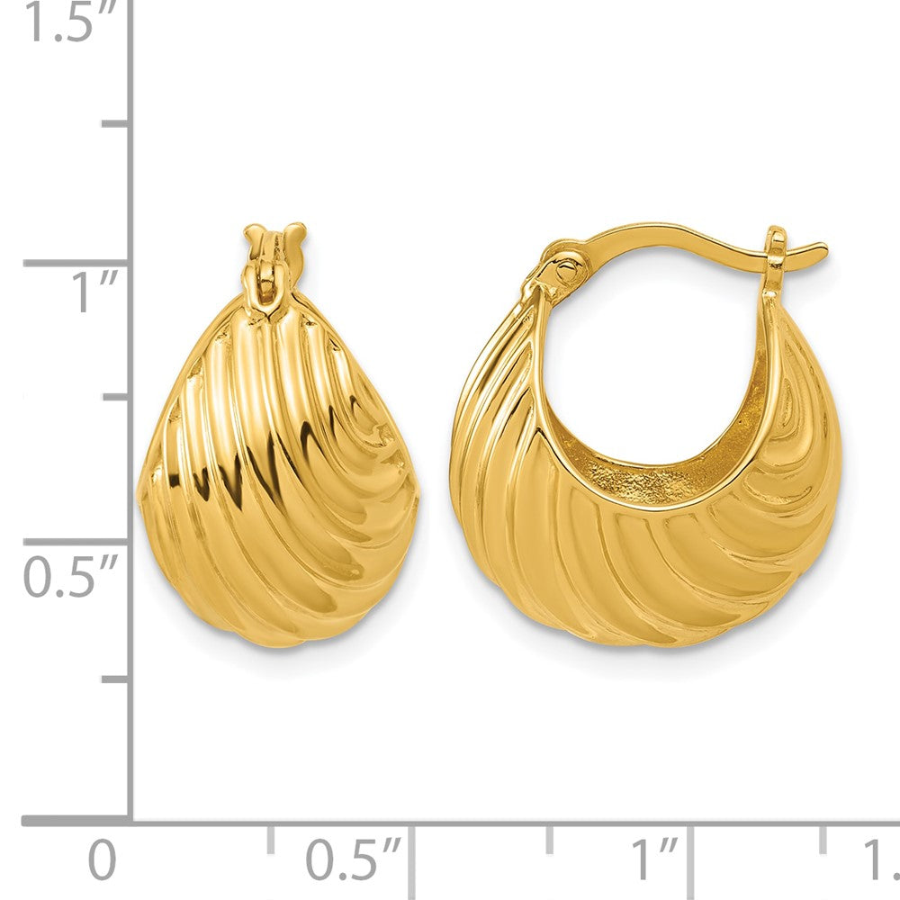 Sterling Silver Gold-tone Polished/Grooved Hoop Earrings