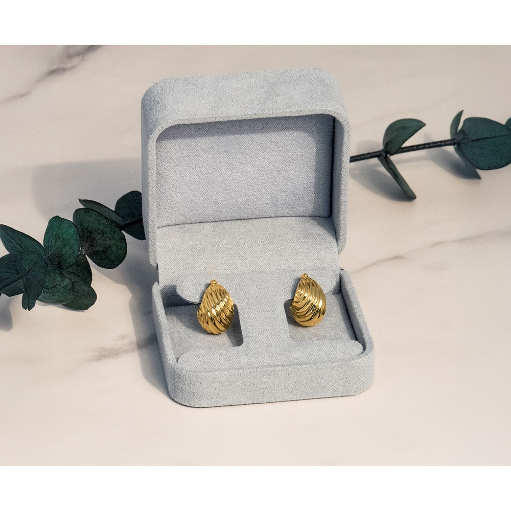 Sterling Silver Gold-tone Polished/Grooved Hoop Earrings