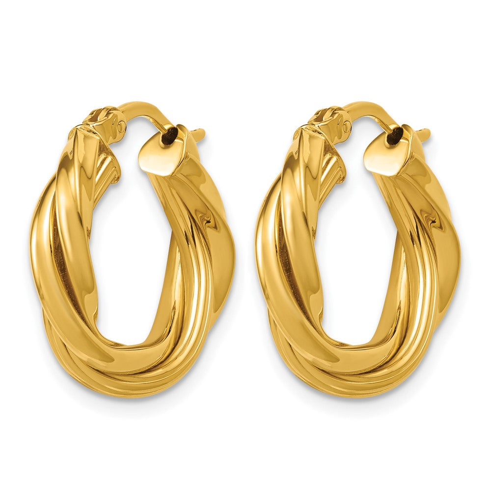 Sterling Silver Gold-tone Polished and Twisted Hoop Earrings