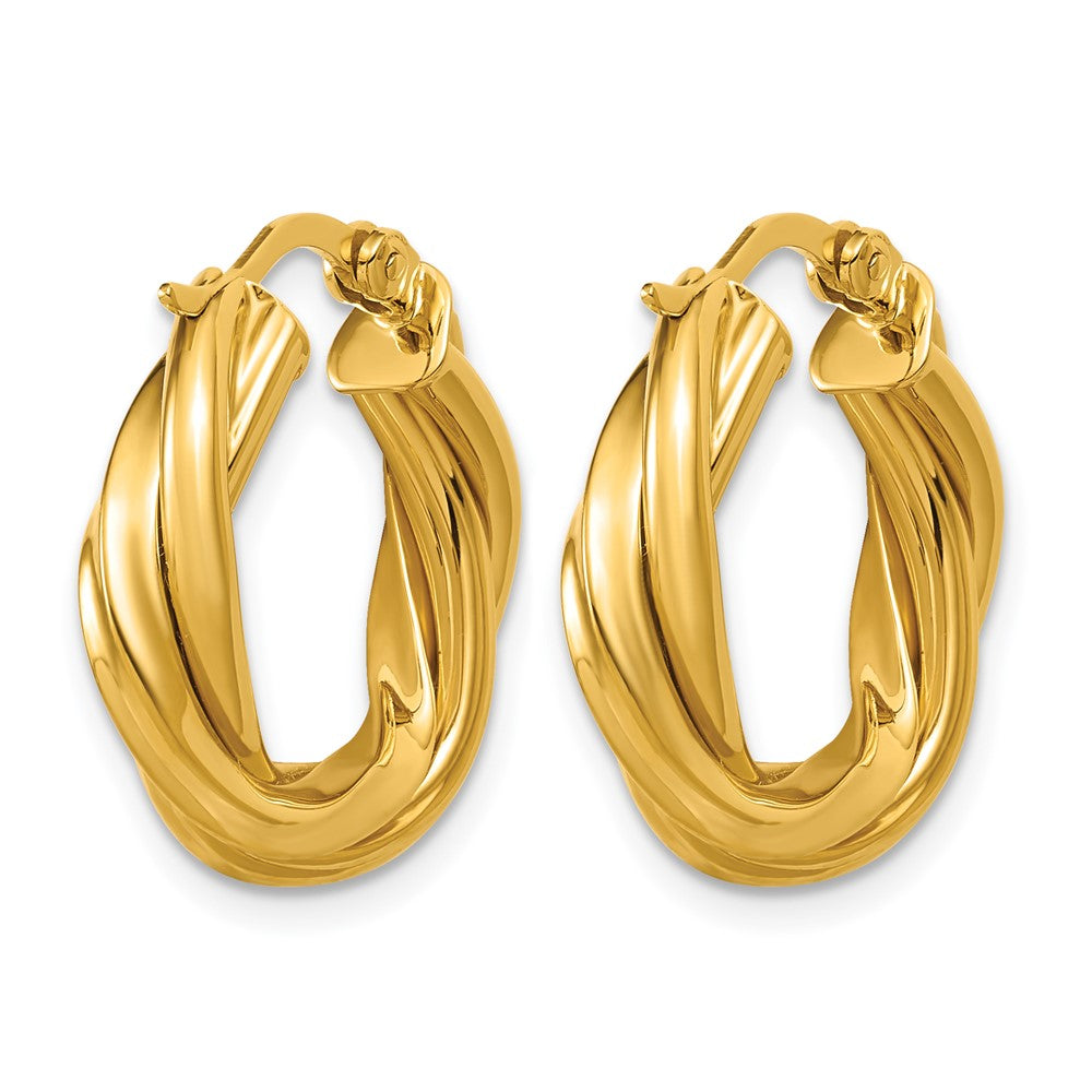 Sterling Silver Gold-tone Polished and Twisted Hoop Earrings