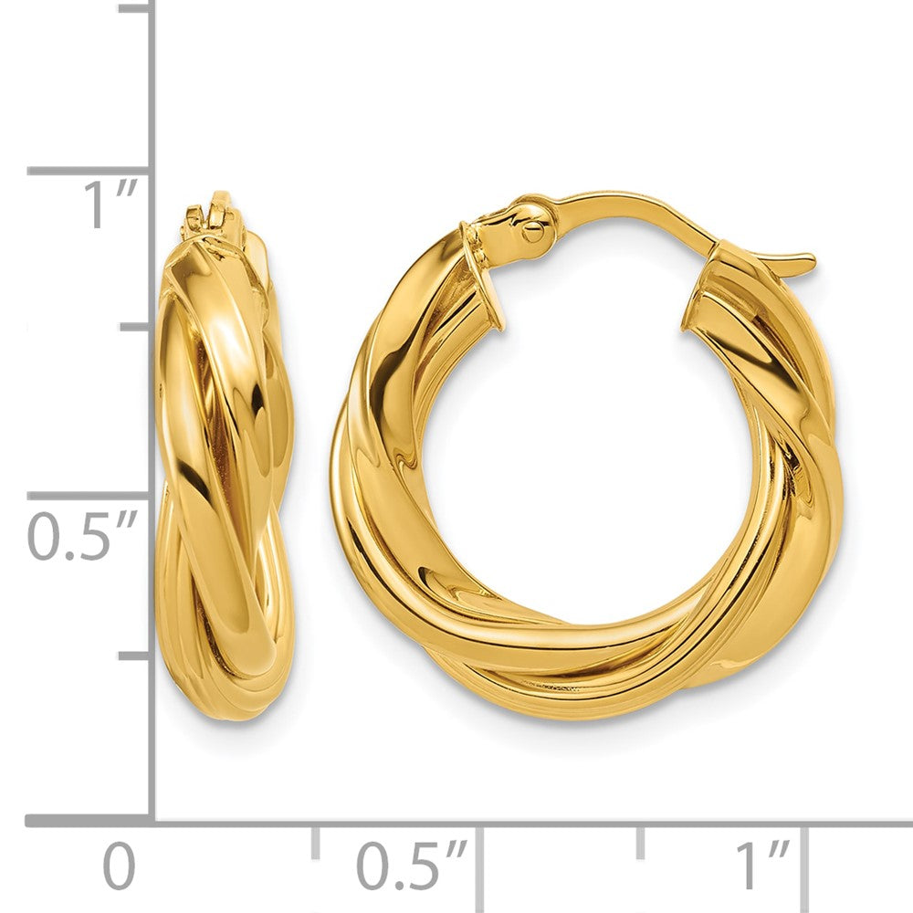 Sterling Silver Gold-tone Polished and Twisted Hoop Earrings
