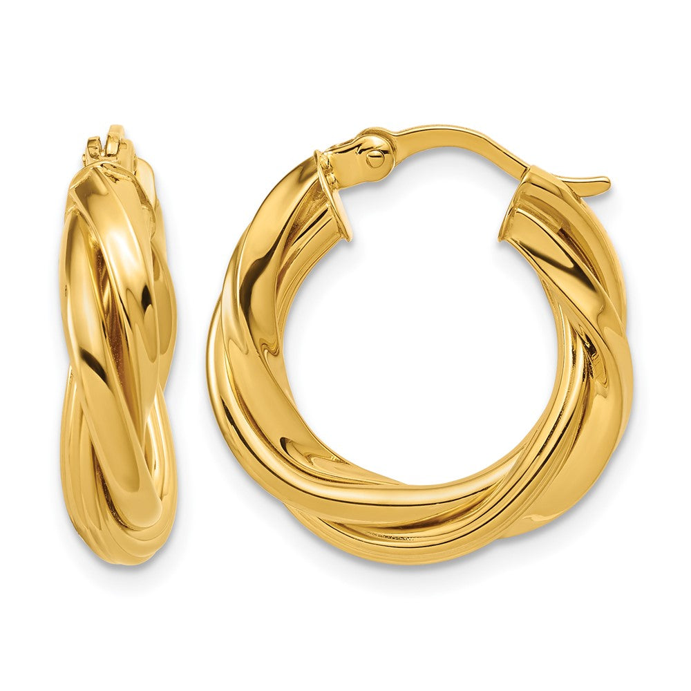 Sterling Silver Gold-tone Polished and Twisted Hoop Earrings