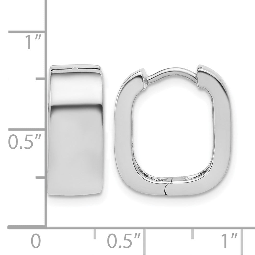 Sterling Silver RH-plated Polished Squared Hinged Huggie Hoop Earr
