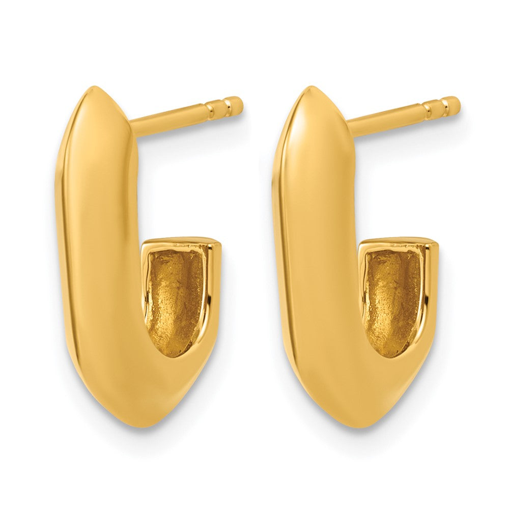 Sterling Silver Gold-tone Polished Knife Edge J-hoop Post Earrings