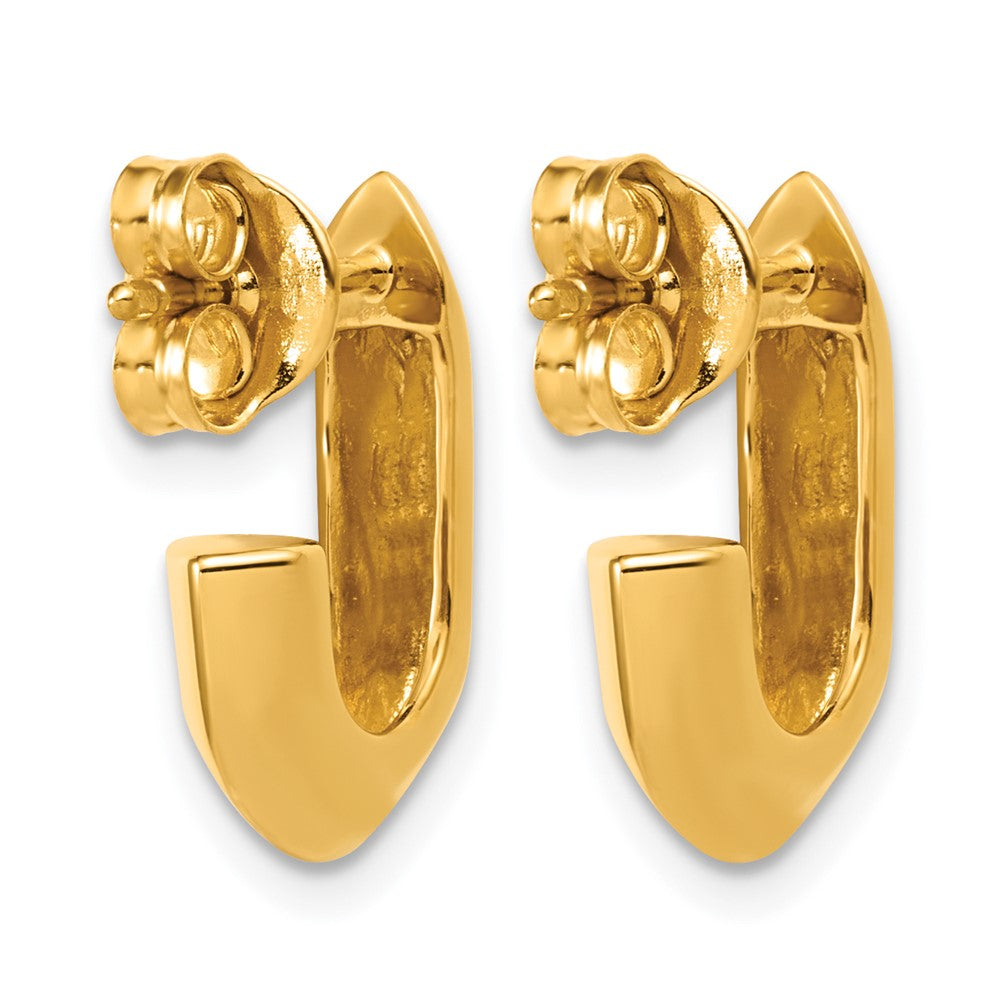 Sterling Silver Gold-tone Polished Knife Edge J-hoop Post Earrings