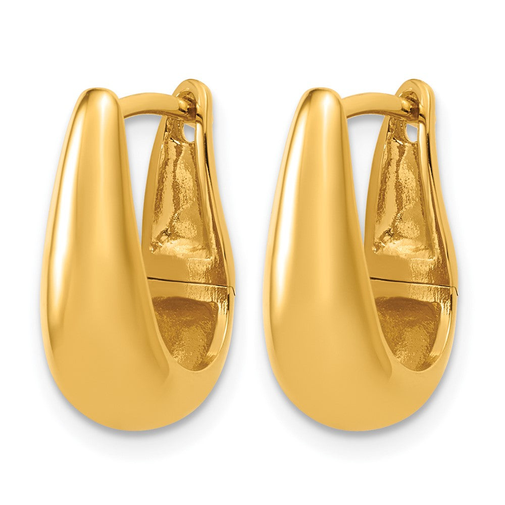 Sterling Silver Gold-tone Polished Hinged Oval Hoop Earrings