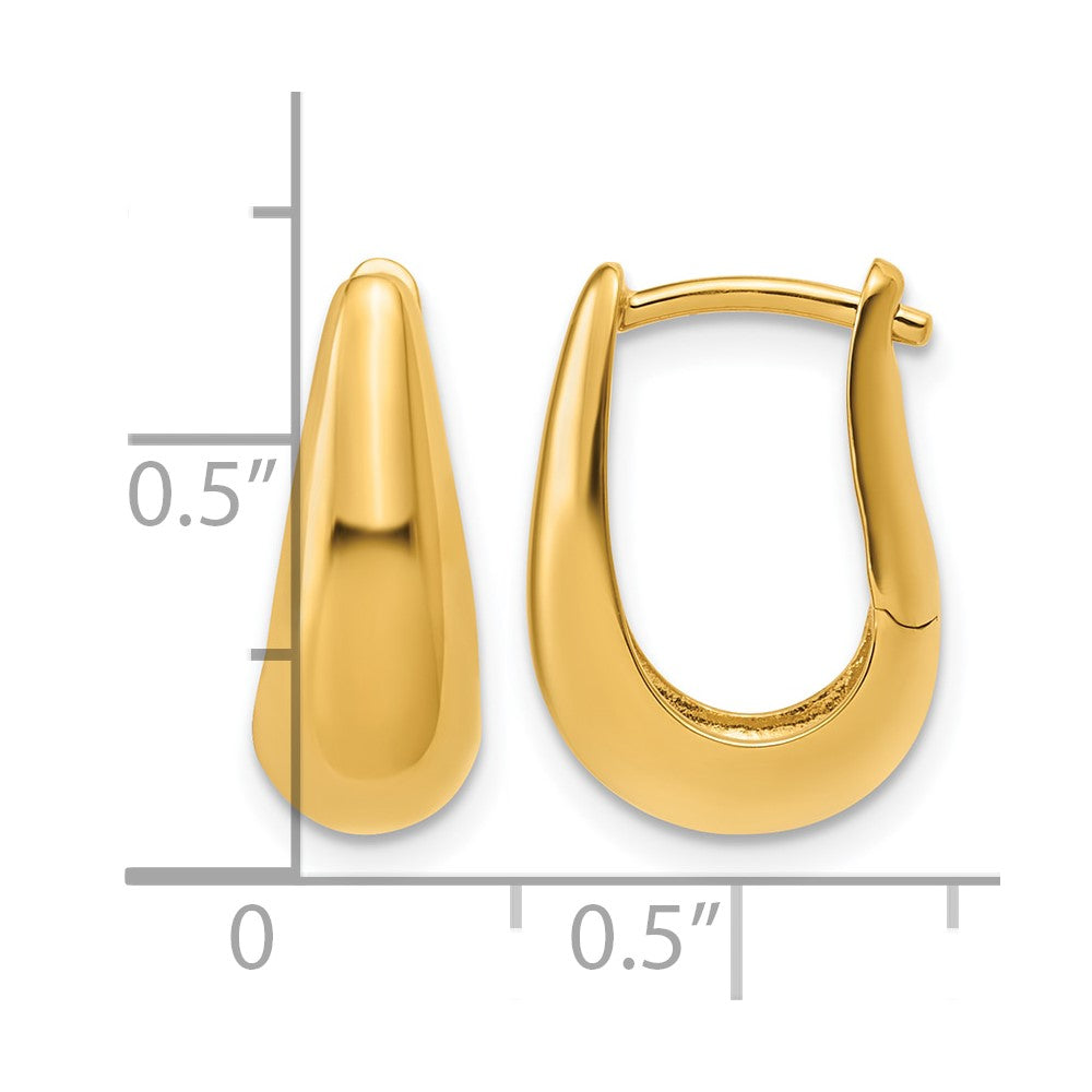 Sterling Silver Gold-tone Polished Hinged Oval Hoop Earrings