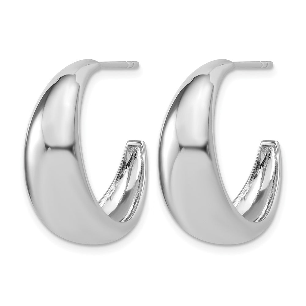 Sterling Silver RH-plated Polished Graduated J-hoop Post Earrings